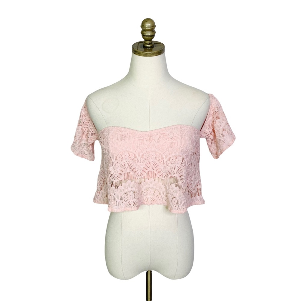 TOBI Pink Lace Crop Top SMALL 3120